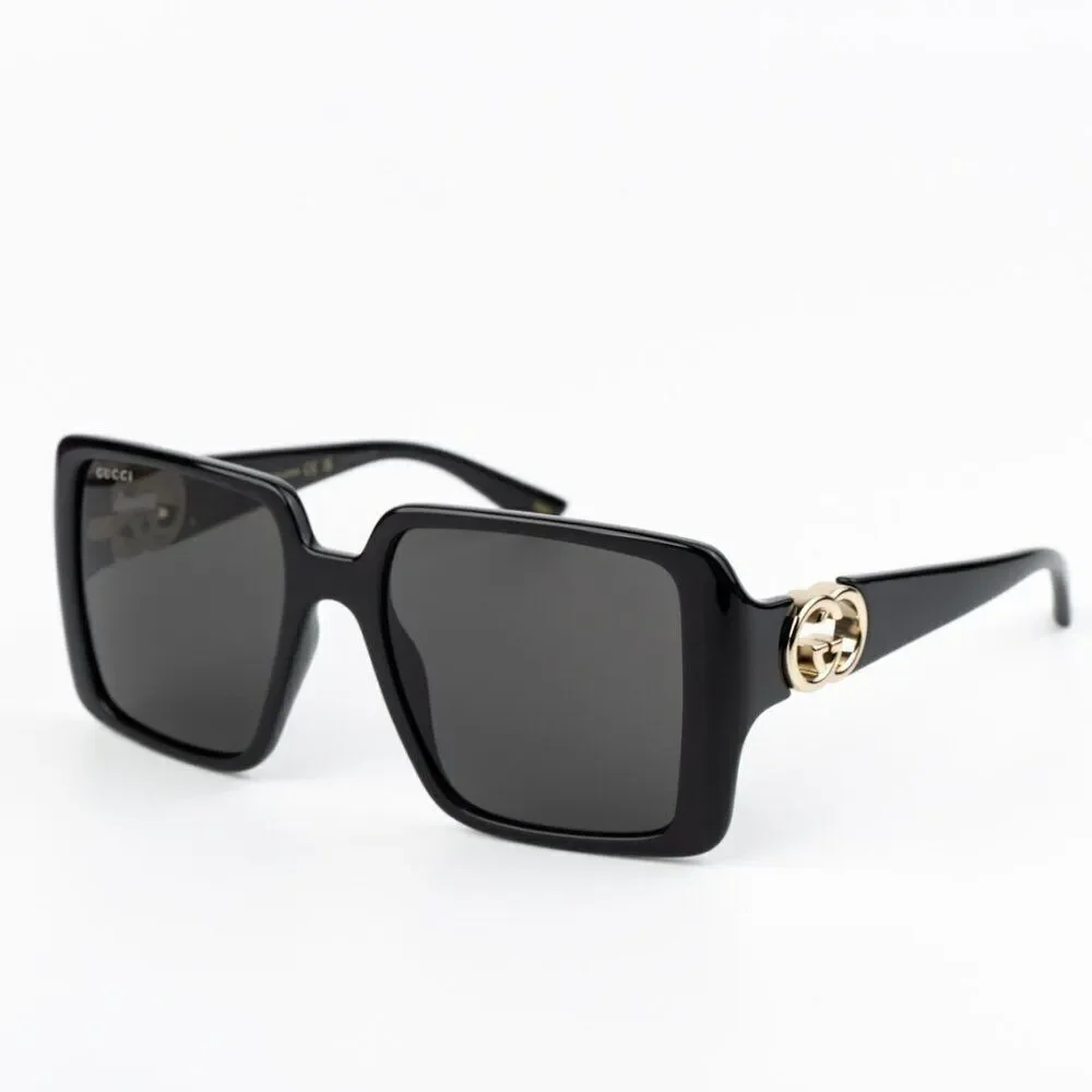 NEW Gucci GG1692S 001 Black Grey Square Women Sunglasses